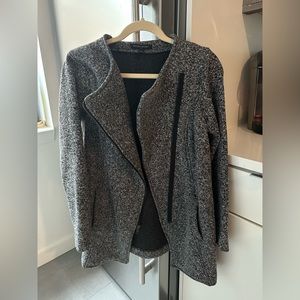 Banana Republic Grey/Black/White Zip-Up Sweater Jacket, Size Small